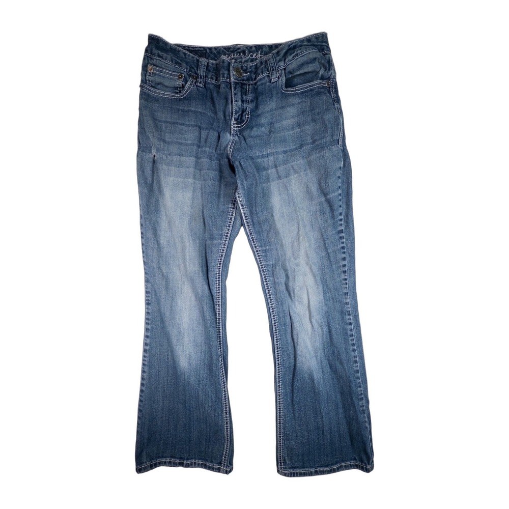 Maurices Women's Jeans Medium Wash 7 8 Short Bootcut Blue Denim Cotton Pants